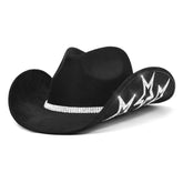 Keilin Star Studded Rhinestone Cowgirl Hat Disco Cowboy Hat Felt Western Nashville Bachelorette Party Hat for Teens and Adults, Black